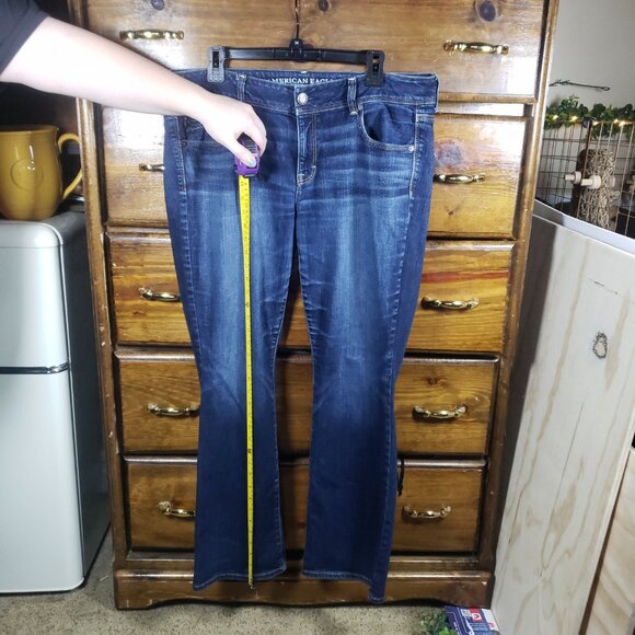 Y2K American Eagle Bootcut Jeans Sz 16 Curve Dark Wash Grunge Indie Skater Cyber - Picture 6 of 9